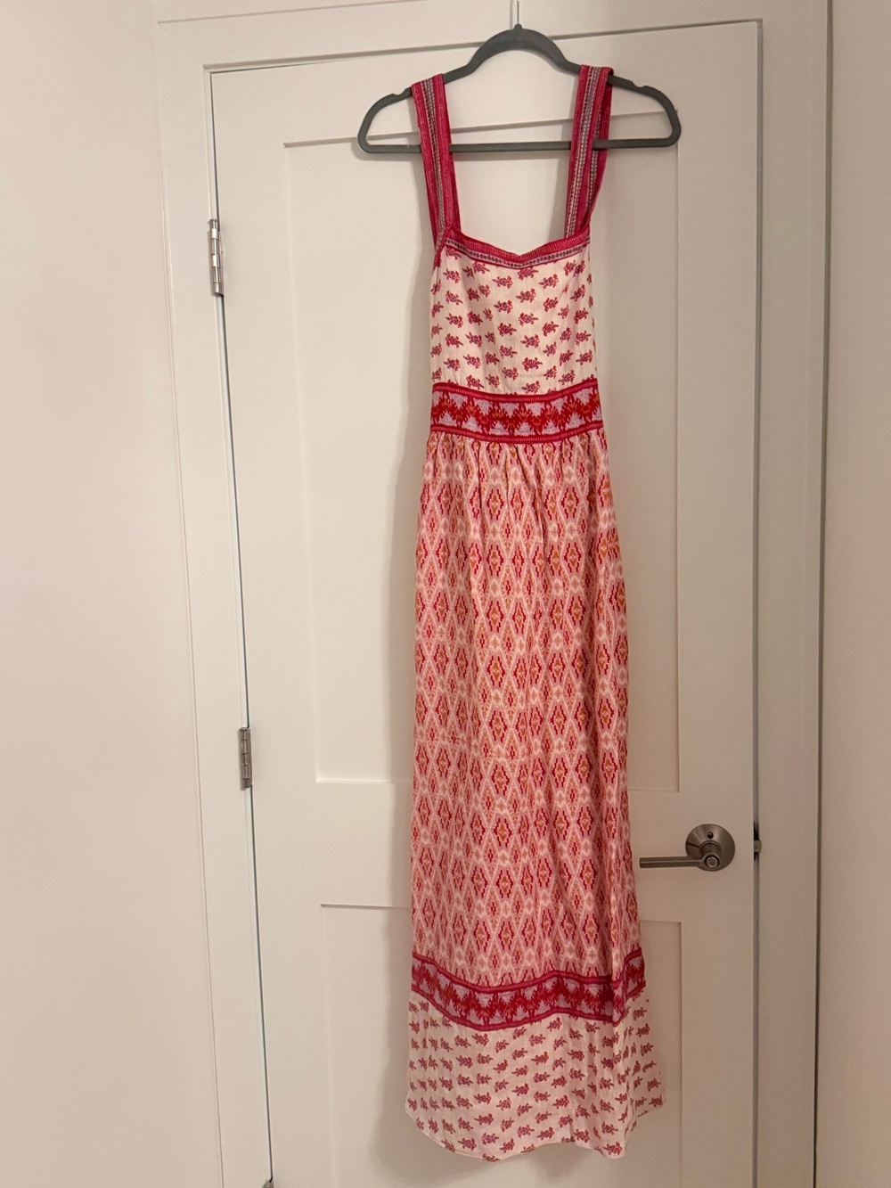Faherty Gracie Linen Maxi Dress with Strappy Shoulders Clara ikat